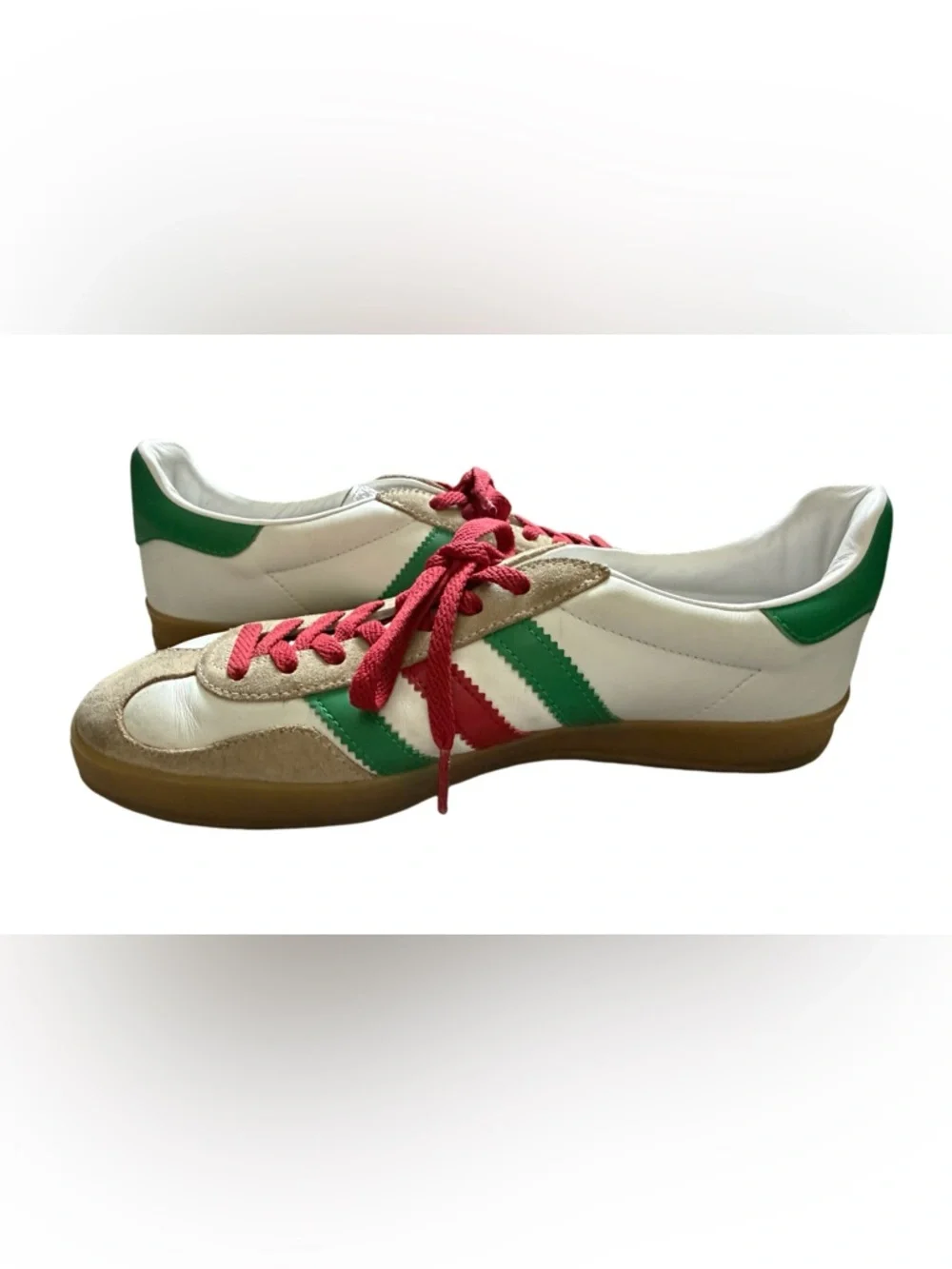 Gucci White Green Red Lace-Up Sneakers